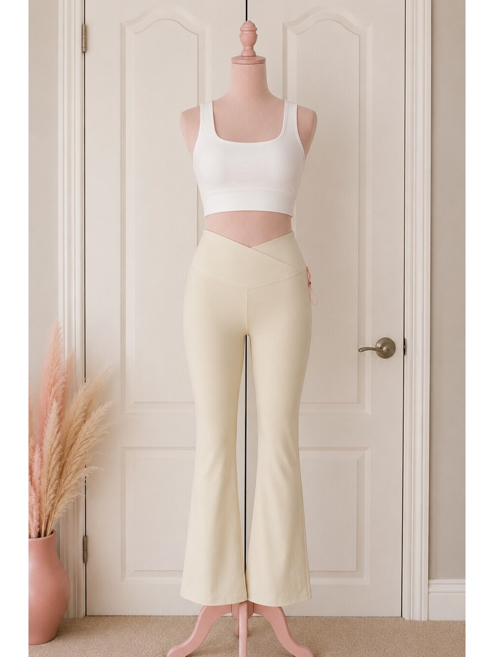 Simply SouthernWomen’s Cream Flare Leggings High Waisted Wide Leg Yoga Pants